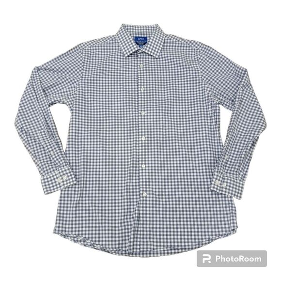 Apt.9 Premier Flex Slim Fit Plaid Button Down Shirt Long Sleeve Size L 16-16.5 - Picture 1 of 10